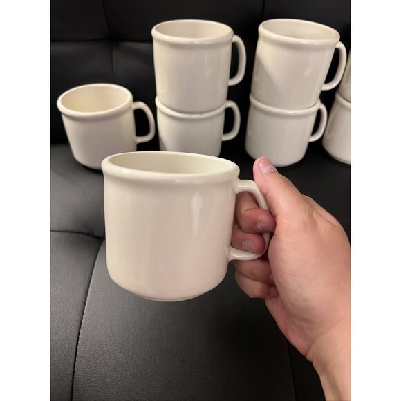 Tupperware Melamine Mugs With Handles Cream Mod Vintage 1970s Set Of 8 - Picture 6 of 12